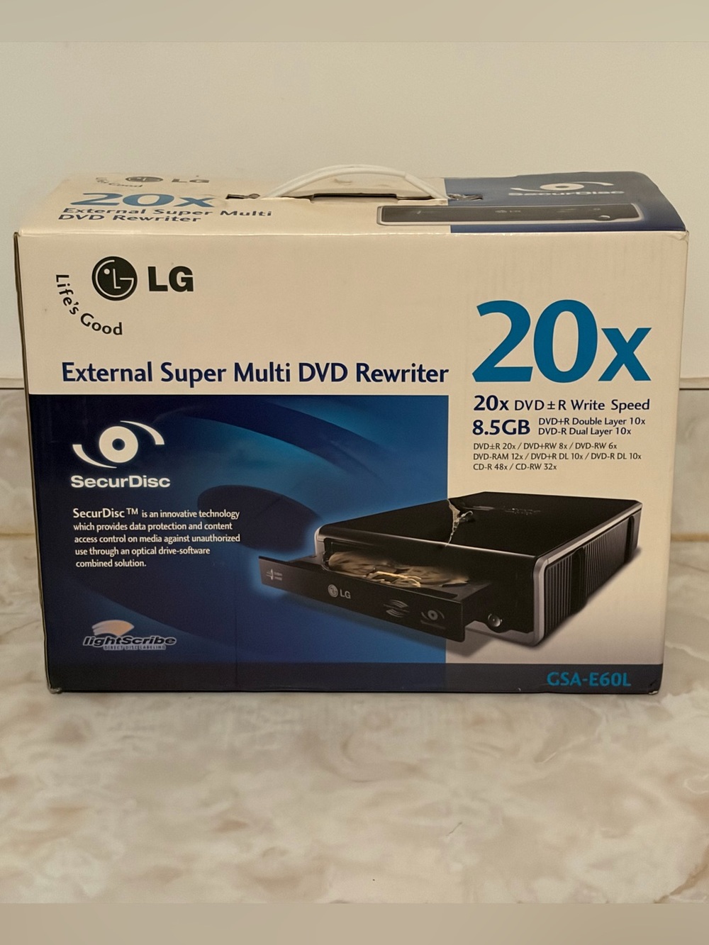 LG GSA-E60L 20x External Super Multi DVD Rewriter SecurDisc LightScribe